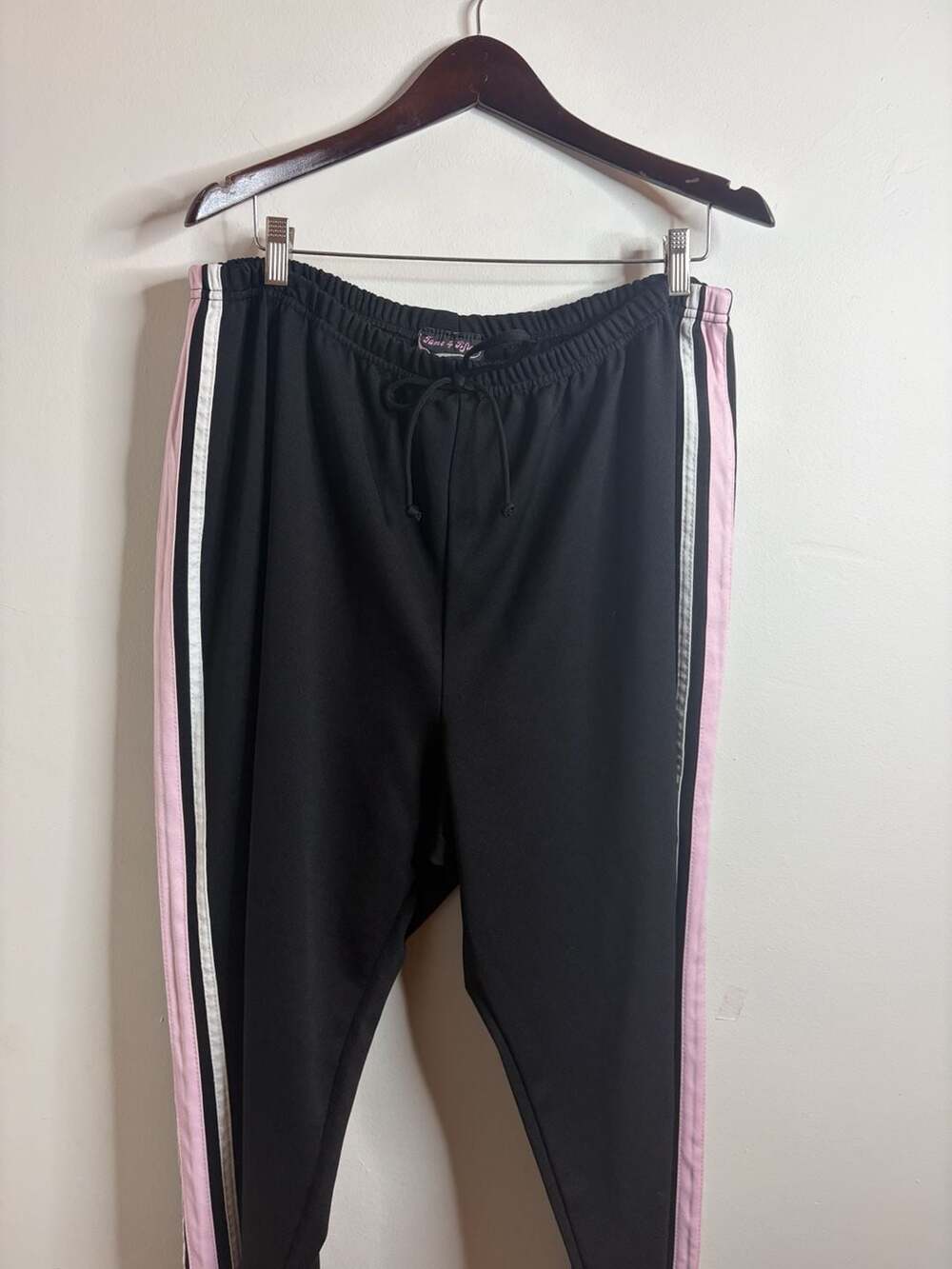 Track Pants Size 3X Black Pink White Side Stripe Joggers